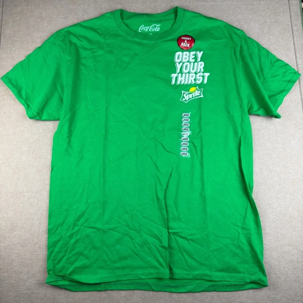 Sprite Coca-Cola T-Shirt Unisex Large Green Obey Your Thirst Promo Tee